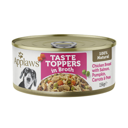 Applaws Taste Toppers Dog Tin Chicken Breast With Salmon & Vegetables In Broth Do ... 156g