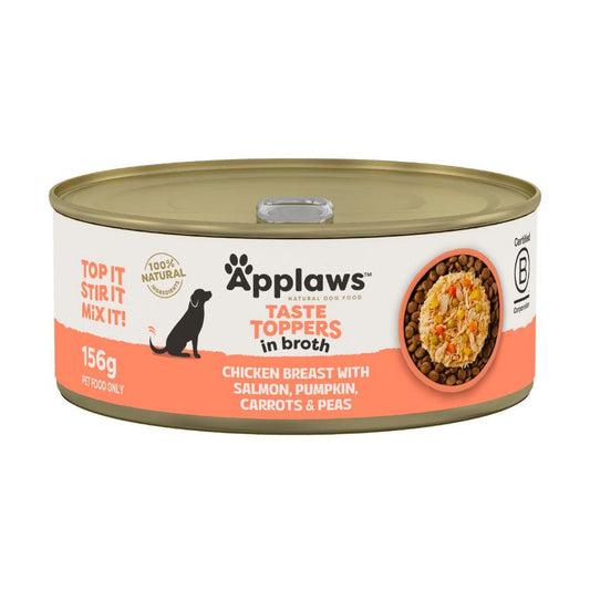 Applaws Taste Toppers Dog Tin Chicken Breast With Salmon & Vegetables In Broth Dog Food - 156g