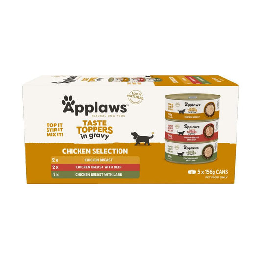 Applaws Taste Toppers Dog Tin Multipack Chicken Selection In Gravy Dog Food 5x156g - 5 pack