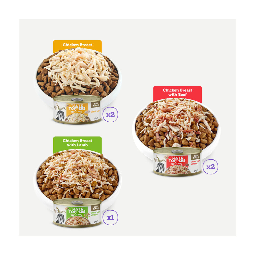 Applaws Taste Toppers Dog Tin Multipack Chicken Selection In Gravy Dog Food 5X15 ... 5 pack