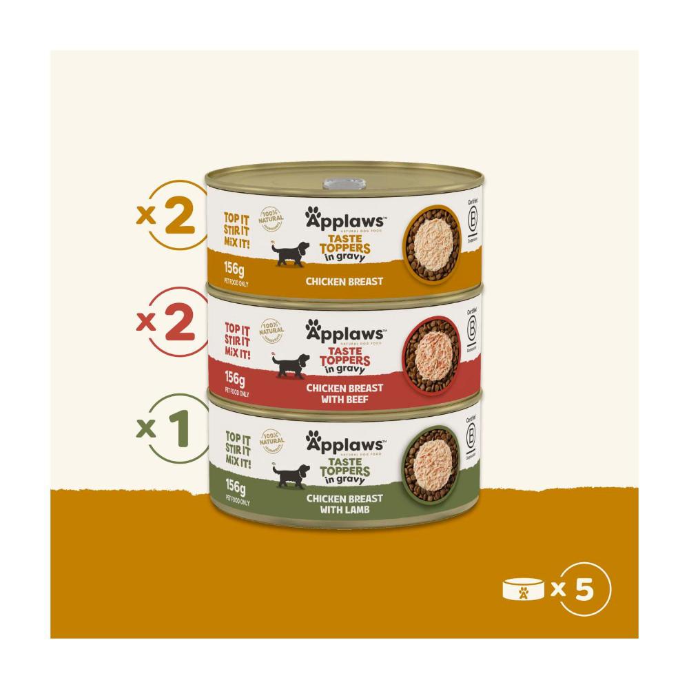 Applaws Taste Toppers Dog Tin Multipack Chicken Selection In Gravy Dog Food 5x156g - 5 pack