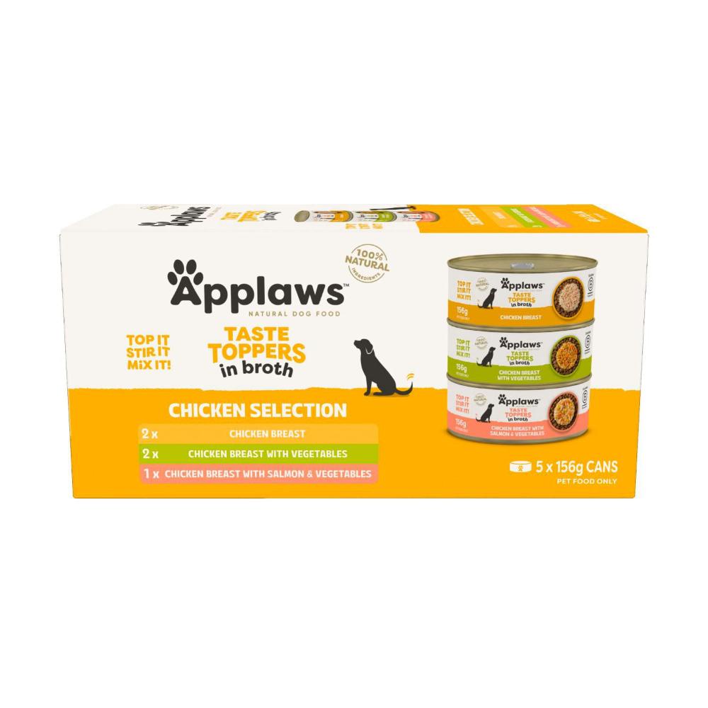Applaws Taste Toppers Dog Tin Multipack Chicken Selection In Broth Dog Food 5x156g - 5 pack