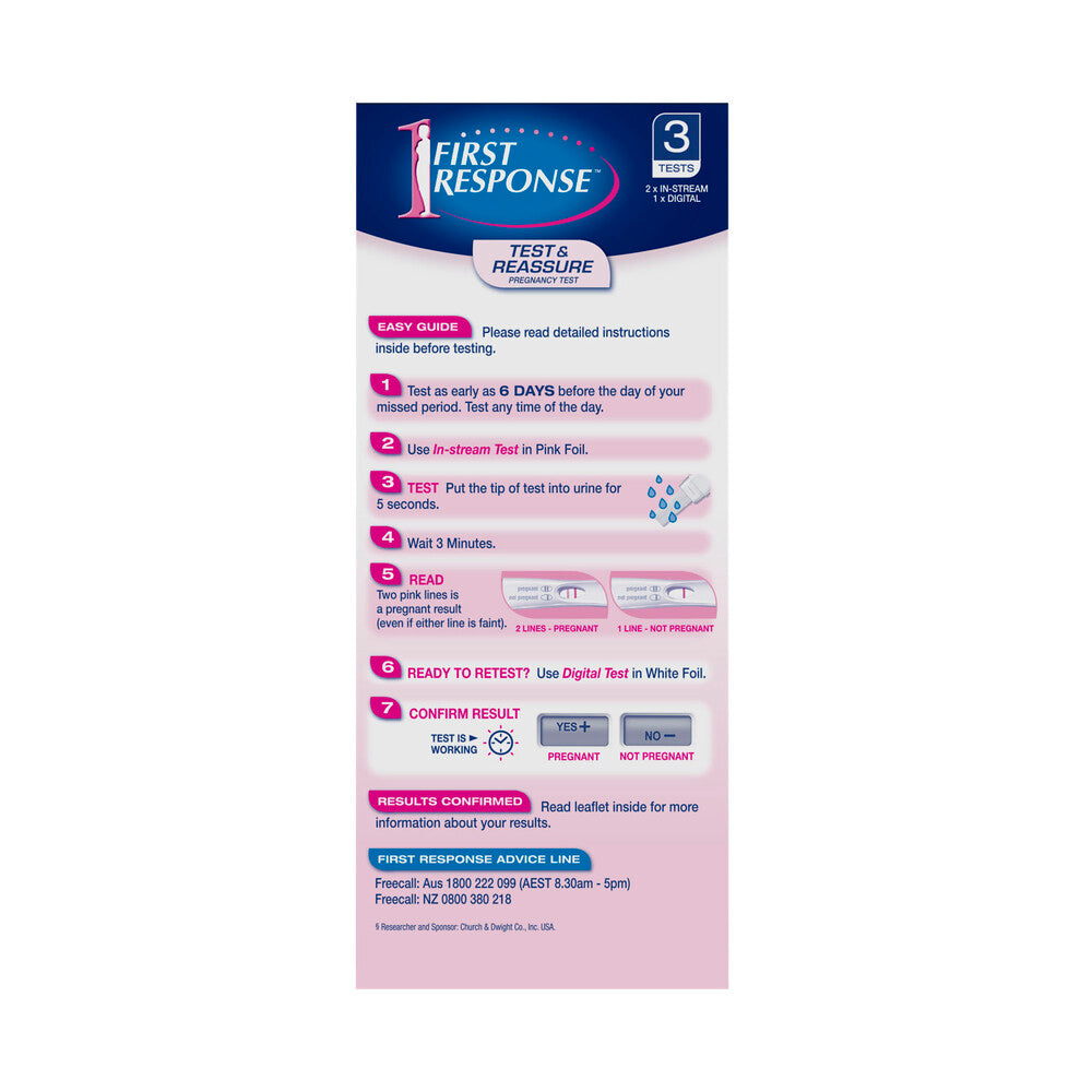 First Response Test & Reassure Pregnancy Kit - 3 Pack