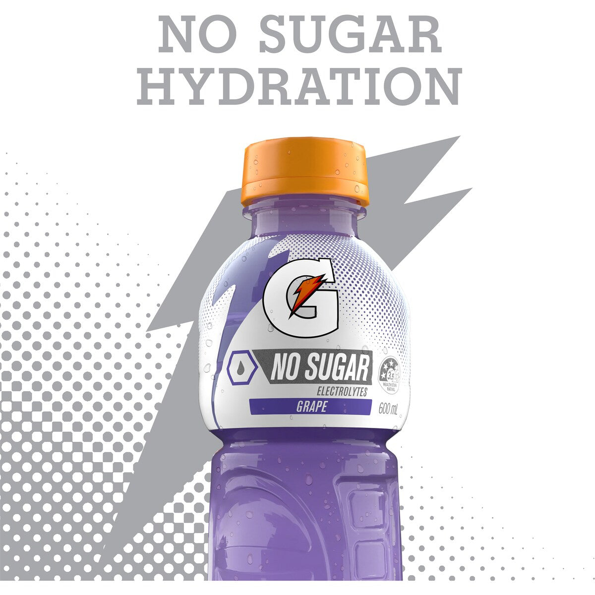 Gatorade Sports Drink Sugar Free Grape Electrolyte Hydration Bottle 600mL
