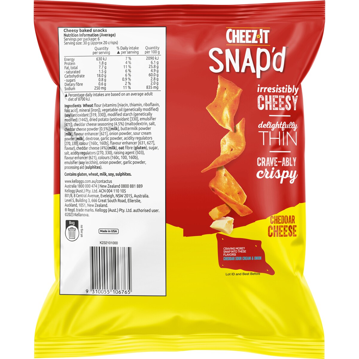 Cheez It Snap'd Cheddar Cheese 185g
