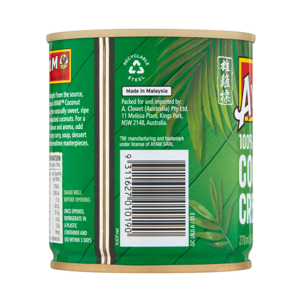 Ayam 100% Natrual Coconut Cream - 270mL