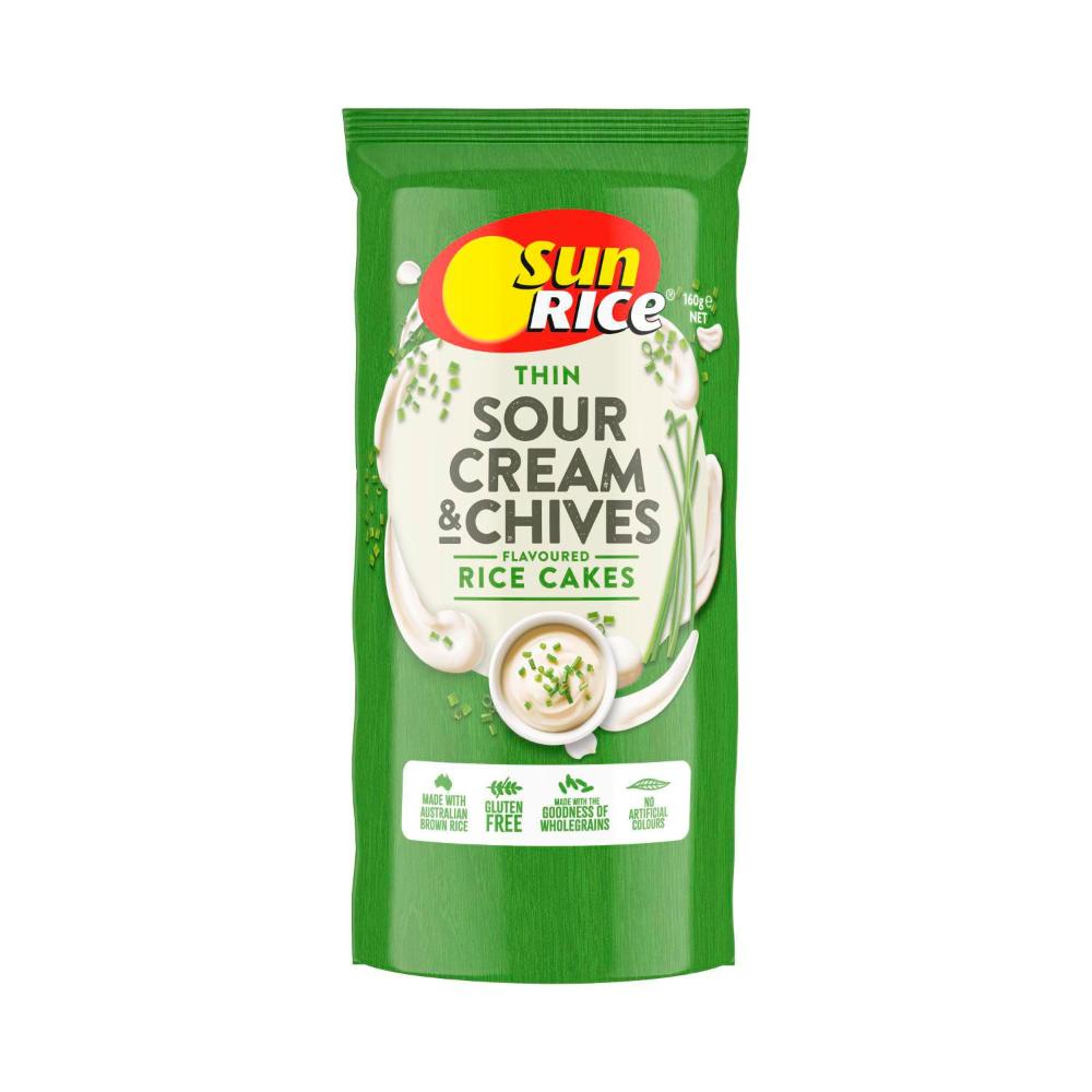 Sunrice Flavoured Rice Cakes Sour Cream & Chives - 160g