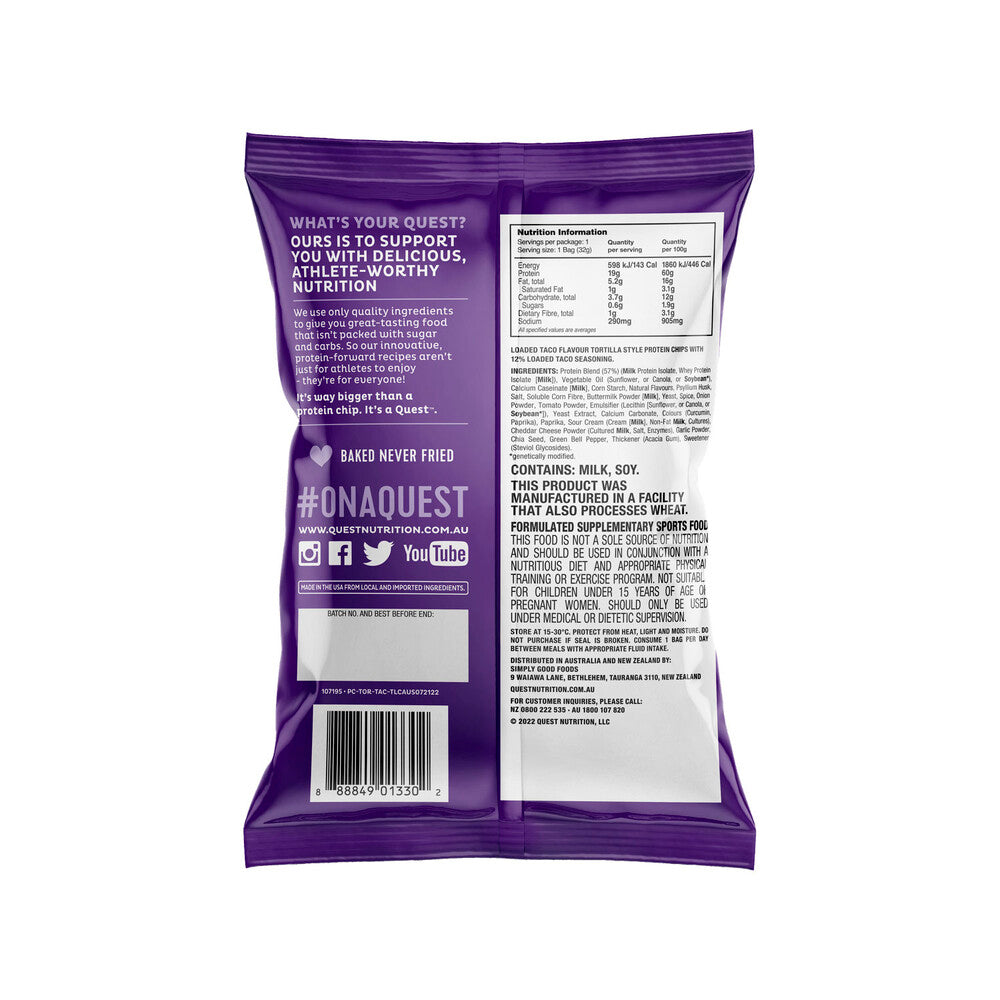 Quest Tortilla Style Protein Chips Loaded Taco - 32g