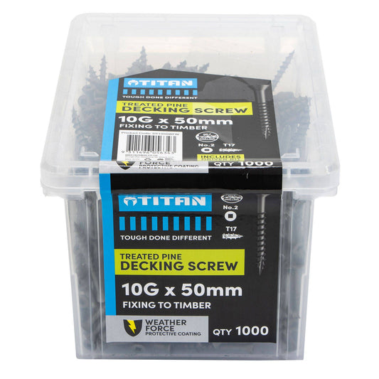 Titan Treated Pine Decking Screws - 10g x 50mm - 1000 Pack