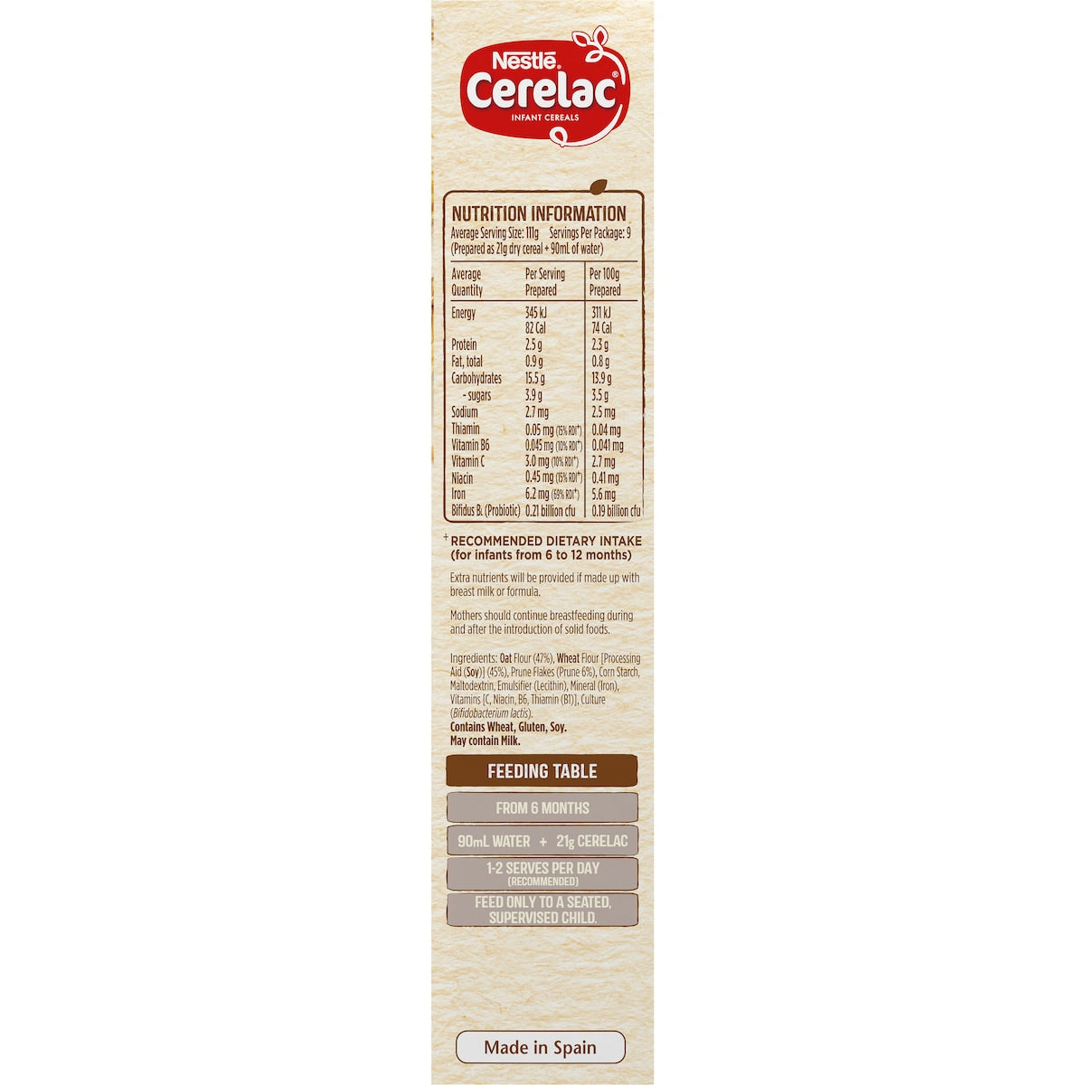 Nestle Cerelac Baby Cereal Oats & Wheat With Prune 6m+ 200g