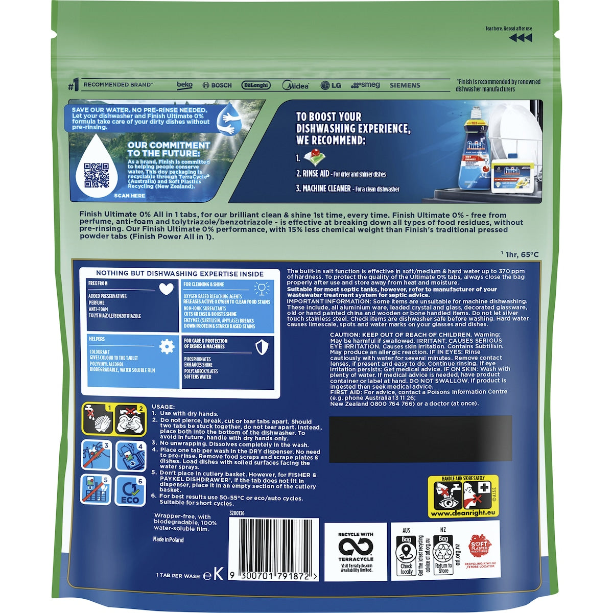Finish Ultimate 0% Dishwashing Tablets 46 Pack