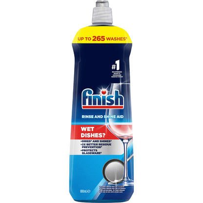 Finish Rinse & Shine Dishwashing Aid Wet Dishes 800ml