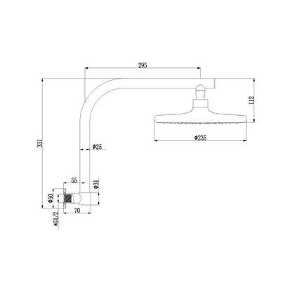 Revolution Chrome Self Cleaning Overhead Rain Shower - 350 x 420mm