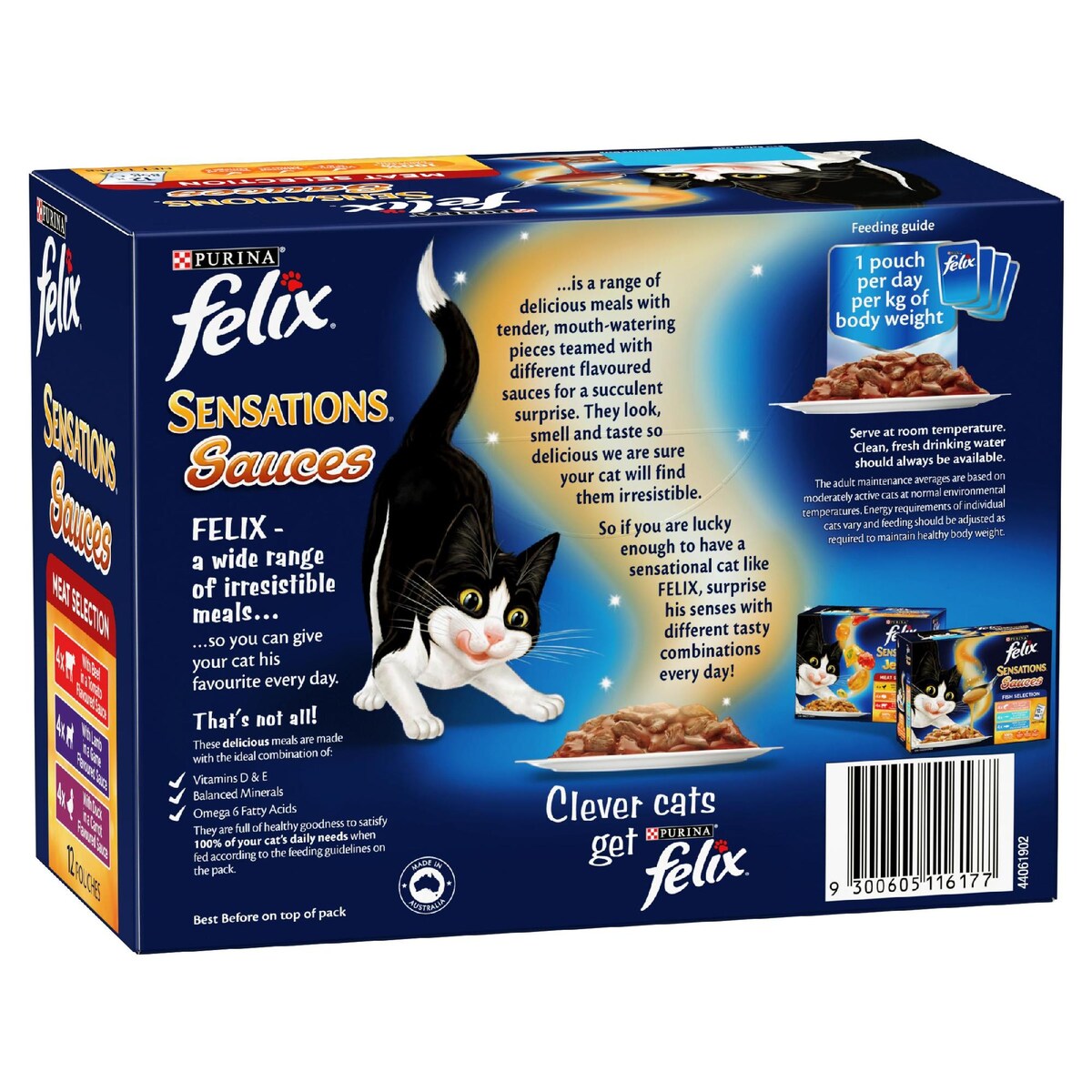 Felix Adult SensationsÂ Sauces Meat Selection Wet Cat Food 85g X12 Pack