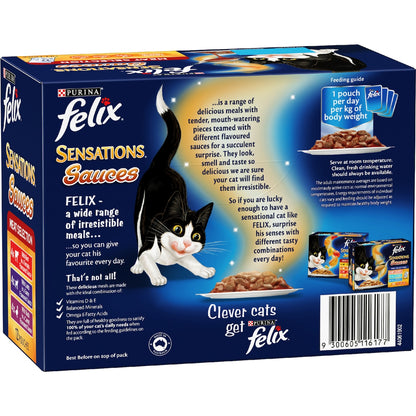 Felix Sensations Sauces Meat Selection Wet Cat Food 85g X 12 Pack