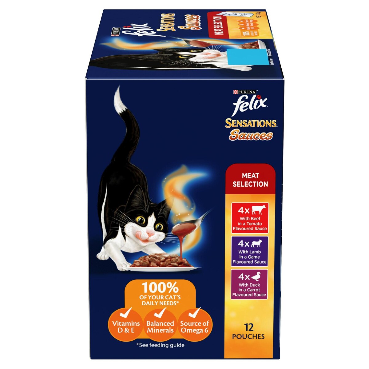 Felix Adult SensationsÂ Sauces Meat Selection Wet Cat Food 85g X12 Pack