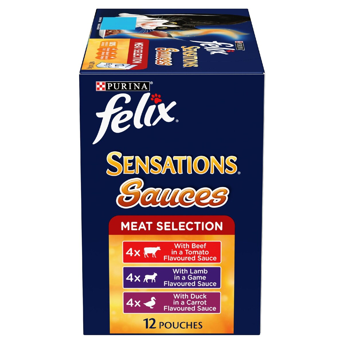 Felix Adult SensationsÂ Sauces Meat Selection Wet Cat Food 85g X12 Pack
