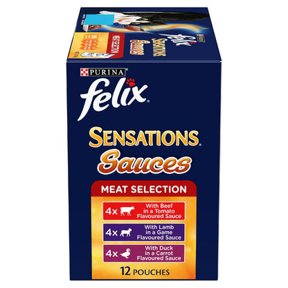 Felix Adult SensationsÂ Sauces Meat Selection Wet Cat Food 85g X12 Pack