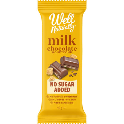 Well Naturally No Sugar Added Chocolate Honeycomb 90g