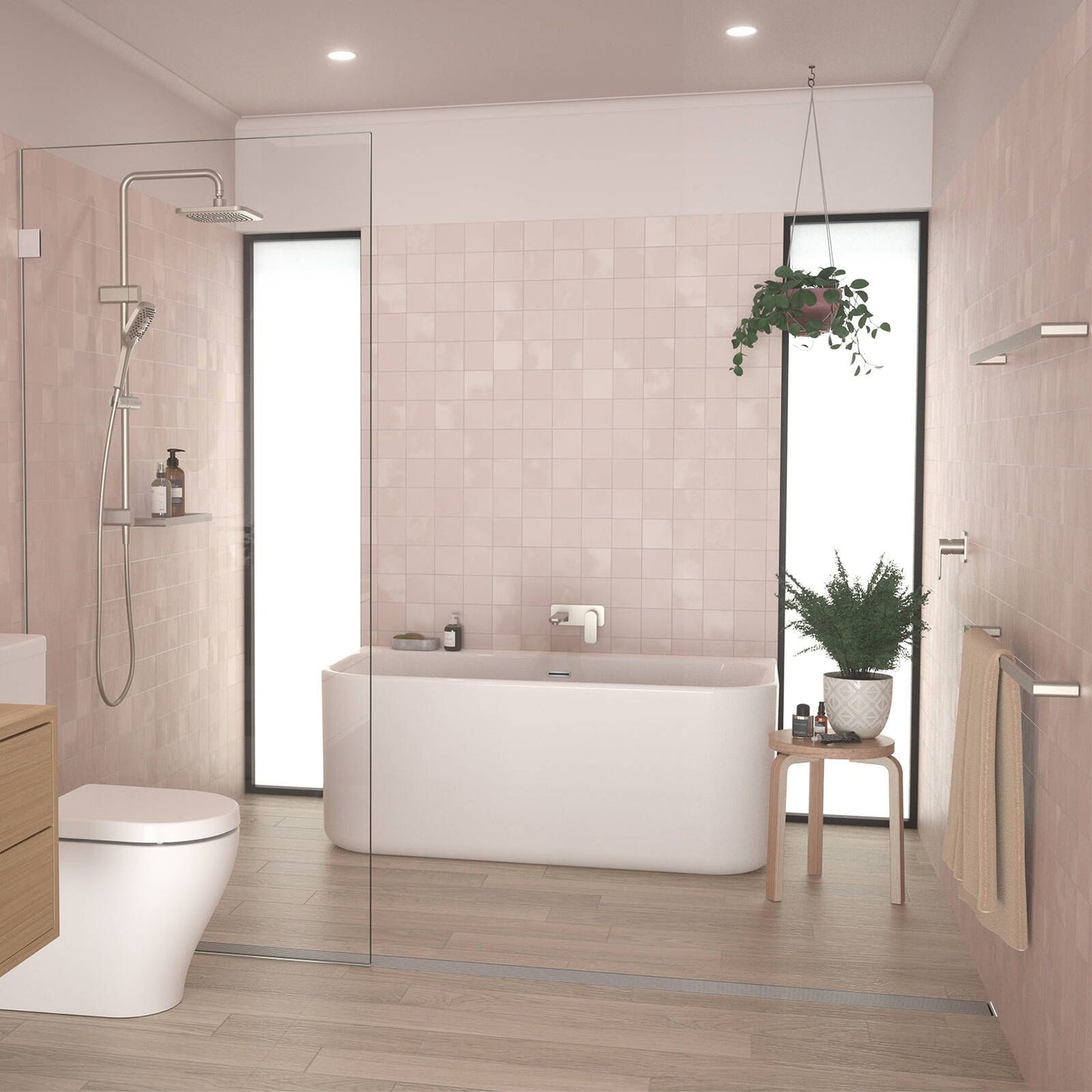 Caroma Luna Wall Basin Bath Mixer - 180 x 122 x 230mm - Brushed Nickel