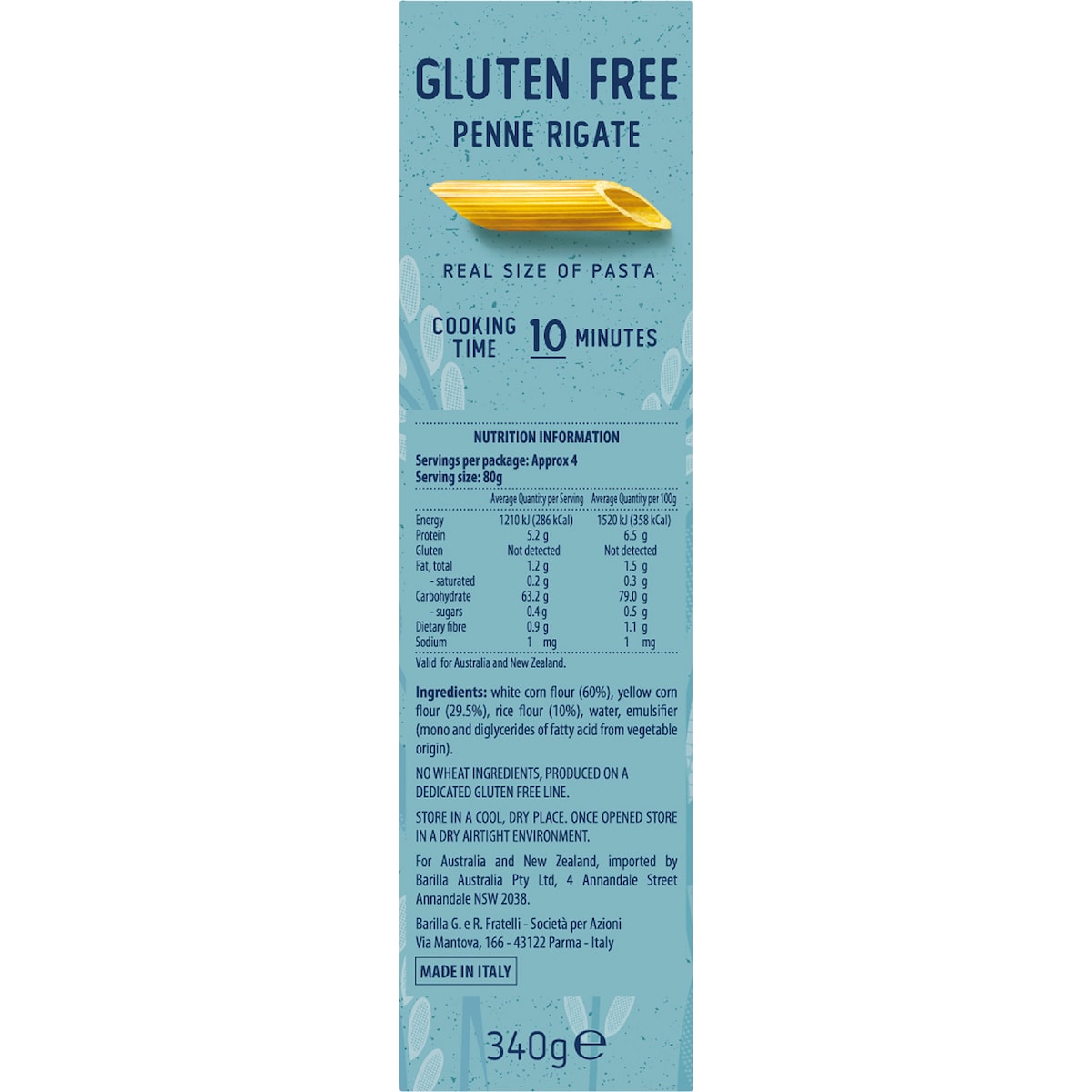 Barilla Gluten Free Penne Rigate 340g
