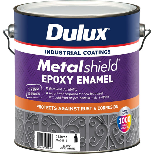 Dulux Metalshield Epoxy Enamel Gloss Paint - 4L - Vivid White