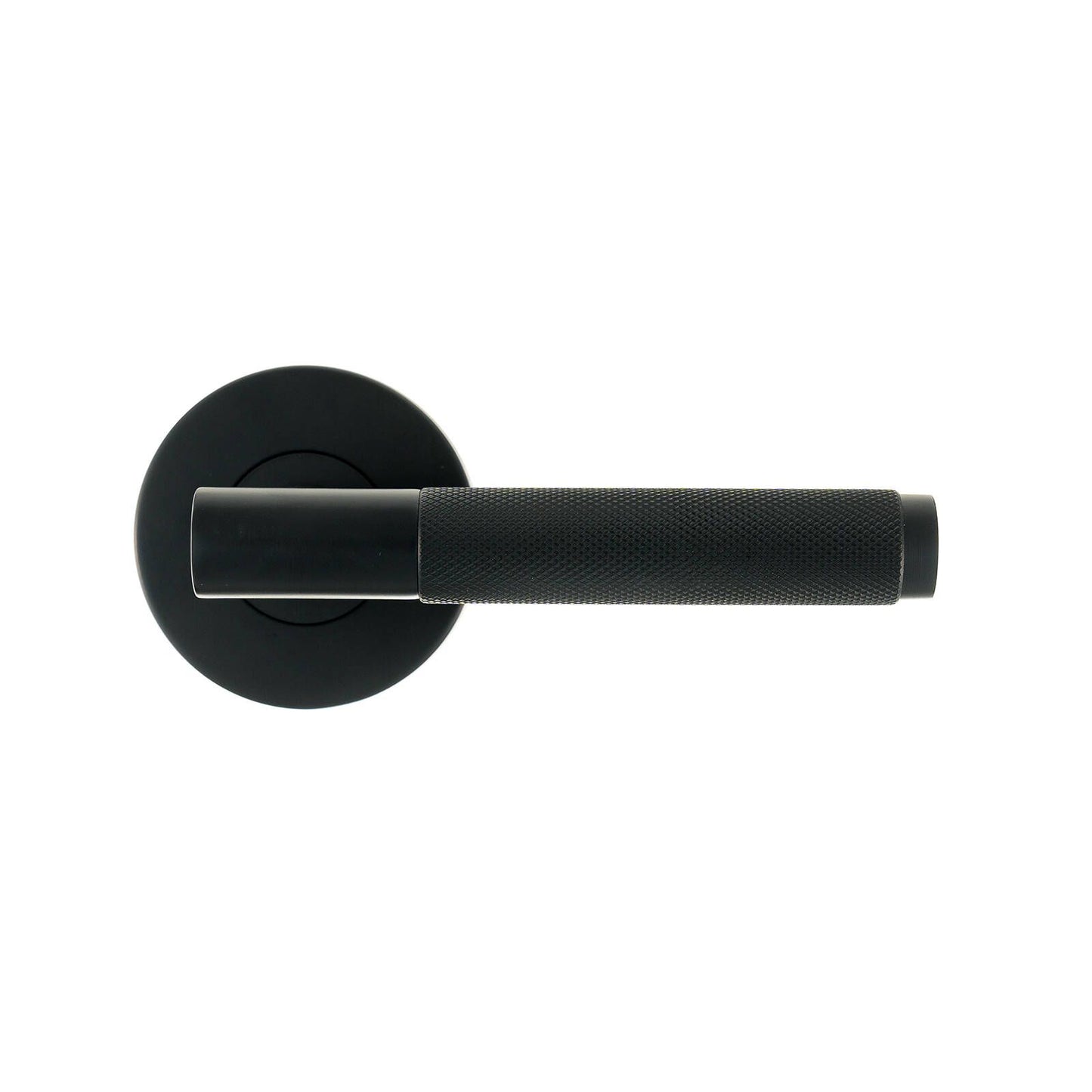 Ikonic Black Matte Knurled Passage Lever Set