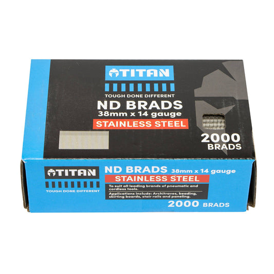 Titan Stainless Steel Collated Nail Brads - 38 x 2mm - 2000 Pack