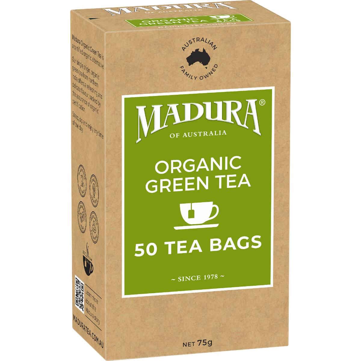 Madura Organic Green Tea Bags 50 Pack
