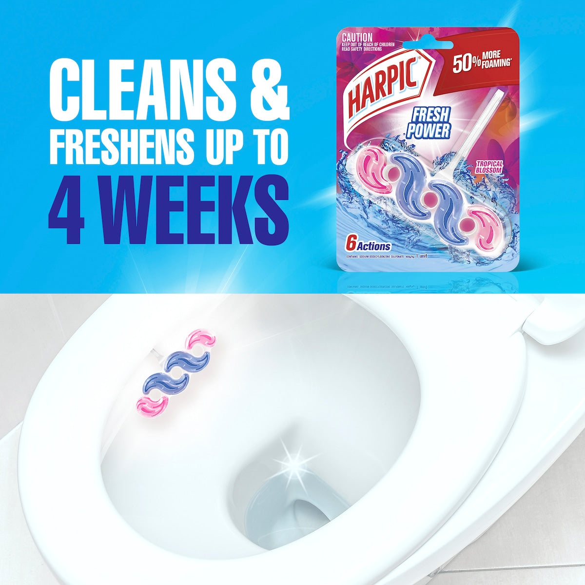 Harpic Fresh Power Tropical Blossom Toilet Cleaner Block Each