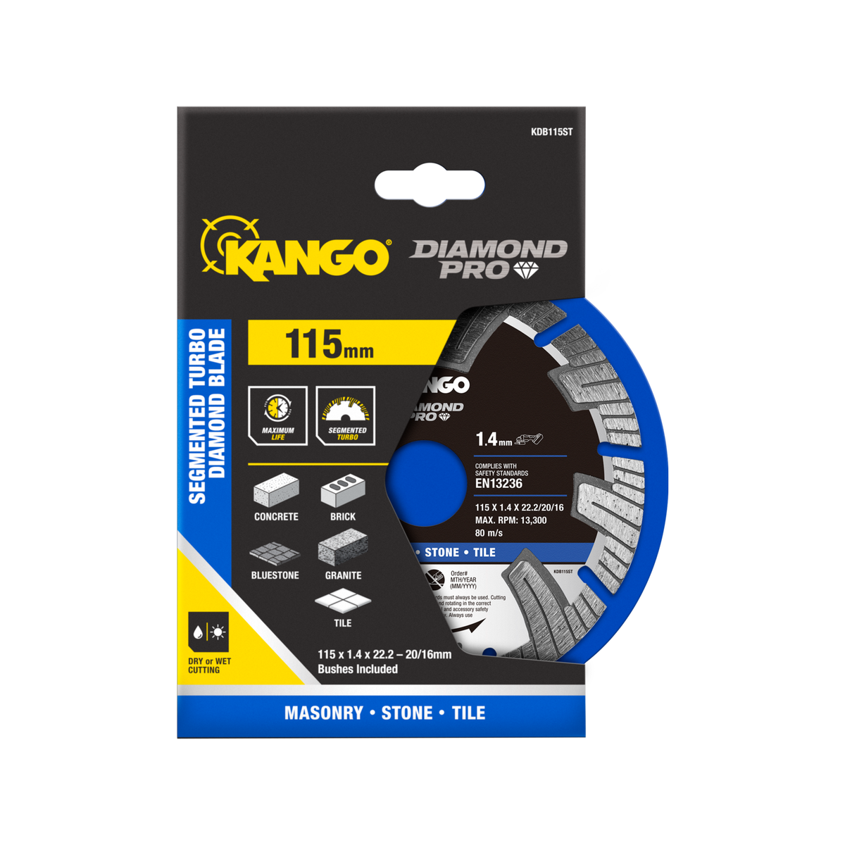 Kango Diamond Saw Blade - 115mm - Turbo - Dry Cutting