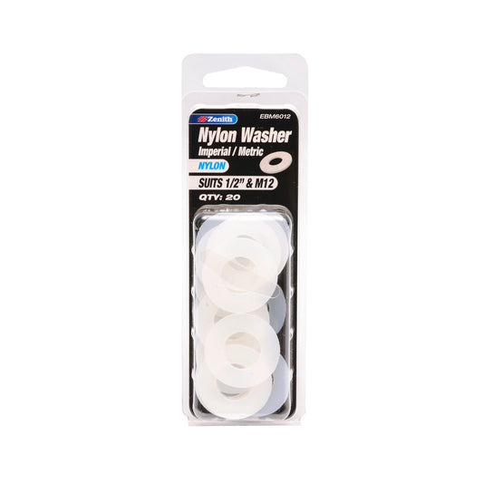 Zenith Nylon Washers - 1/2" & M12 - 20 Pack