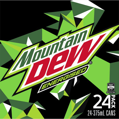 Mountain Dew Energised Soft Drink Multipack Cans 375ml x 24 Pack