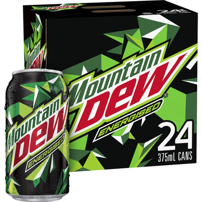 Mountain Dew Energised Soft Drink Multipack Cans 375ml x 24 Pack