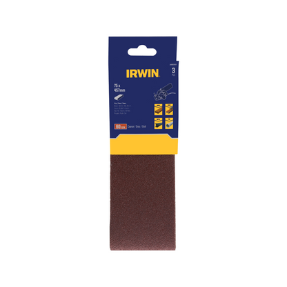 Irwin Sanding Belt - 75 x 457mm - 60 Grit - 3 Pack