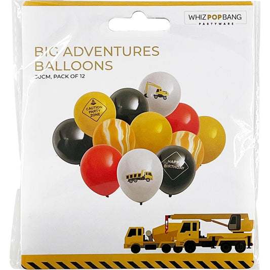 Whiz Pop Bang Big Adventures Balloons Assorted 12 Pack