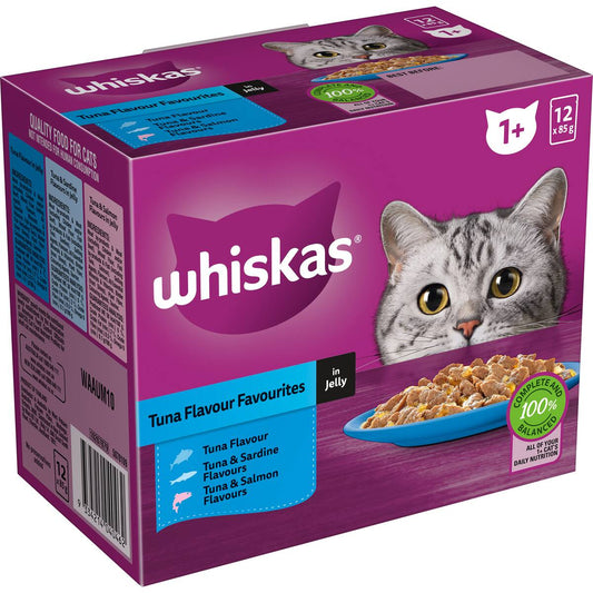 Whiskas Adult 1 + Years Wet Cat Food Tuna Favourites In Jelly 85g X 12 Pack