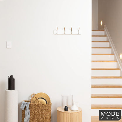 Mode Perma Products 4 Brushed Nickel Hooks White Board Rack Durable