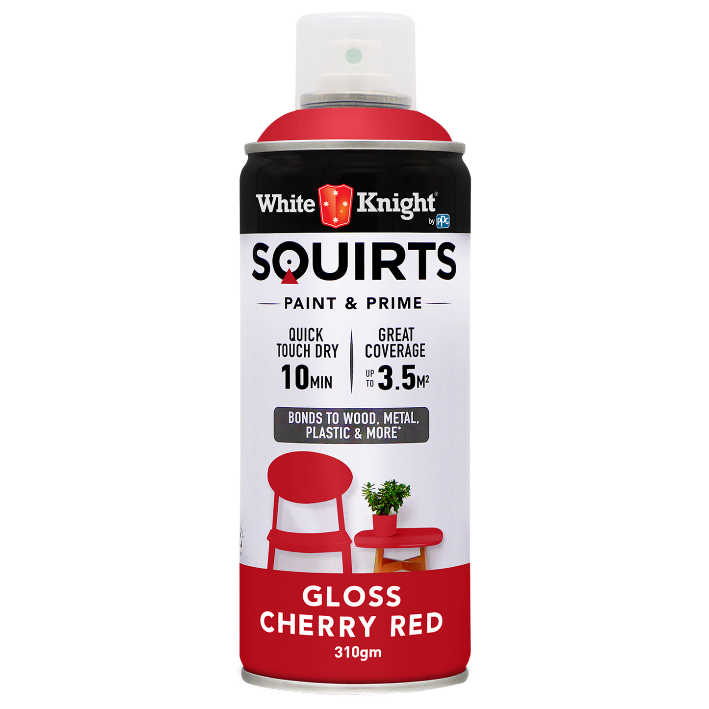 White Knight Squirts Cherry Red Gloss Spray Paint - 310g