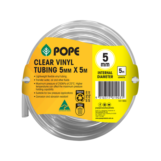 Pope Clear Vinyl Tubing - 5mm x 5m