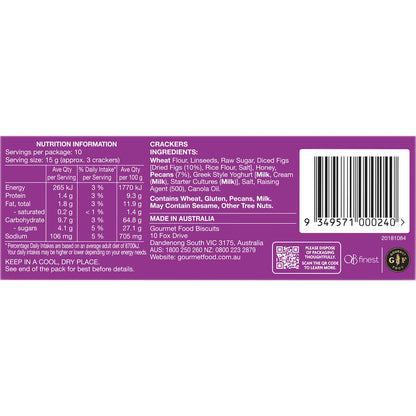 Ob Finest Speciality Crackers Fig & Pecan 150g