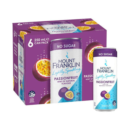Mount Franklin Sparkling Water Cans Passionfruit 6x250ml - 6 Pack
