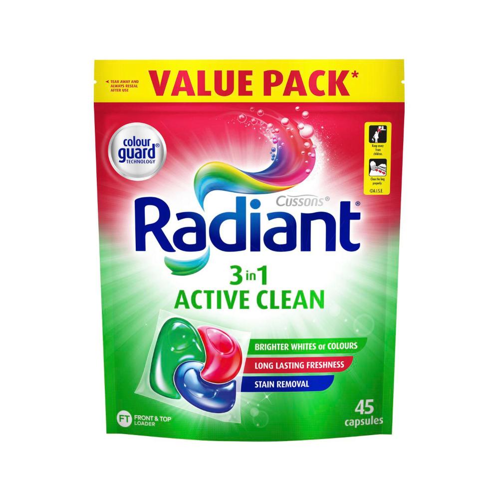 Radiant Laundry Capsules Active Clean - 45 pack