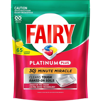 Fairy Platinum Plus Lemon Dishwashing Tablets 65 Pack