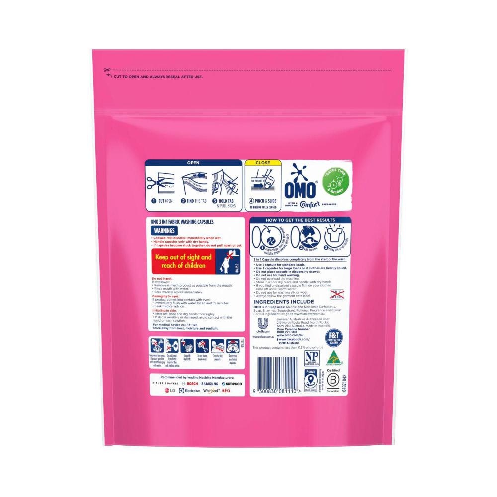 OMO Touch Of Comfort 3 in 1 Laundry Capsules 50 Washes - 50 pack