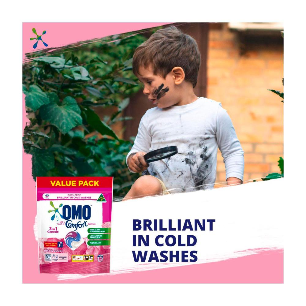 OMO Touch Of Comfort 3 in 1 Laundry Capsules 50 Washes - 50 pack