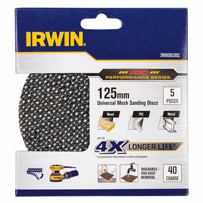 Irwin Orbital Sanding Disc - 125mm - Silicon Carbide - 40 Grit - 5 Pack