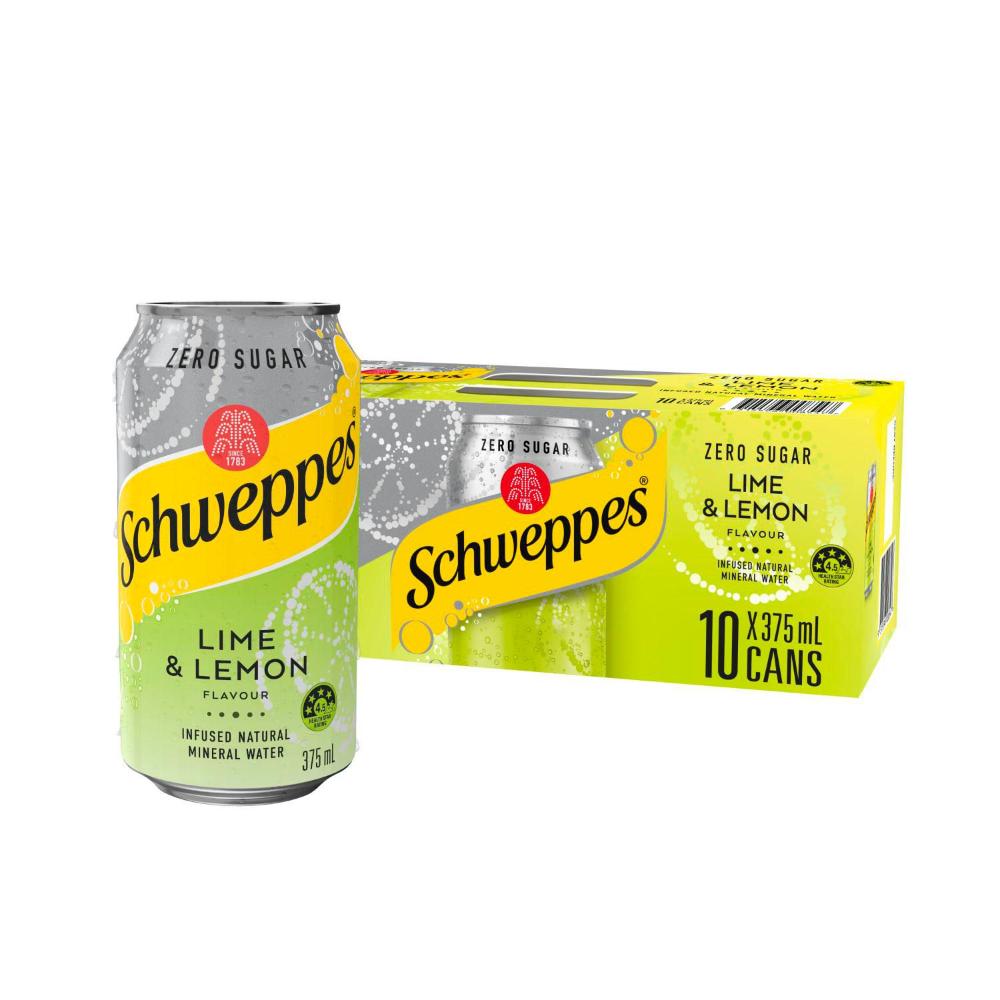 Schweppes Zero Sugar Lime & Lemon Infused Natural Mineral Sparkling Water 10x375ml