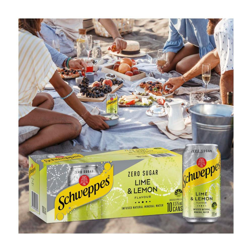 Schweppes Zero Sugar Lime & Lemon Infused Natural Mineral Sparkling Water 10x375ml
