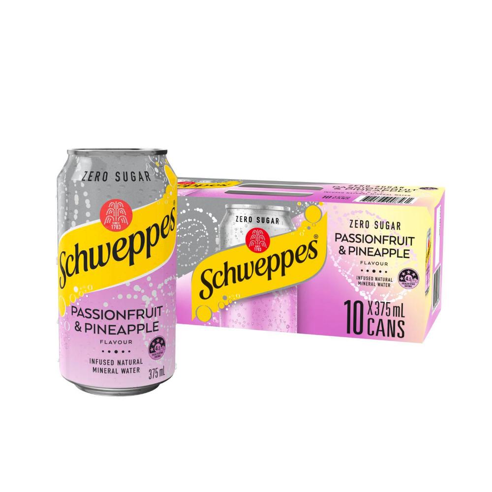 Schweppes Sparkling Water Passionfruit Pineapple 10x375ml